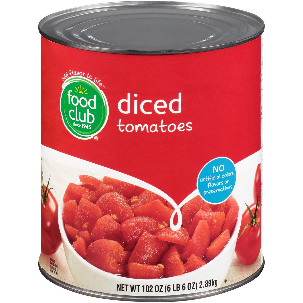 slide 1 of 10, Food Club Diced Tomatoes, 102 oz