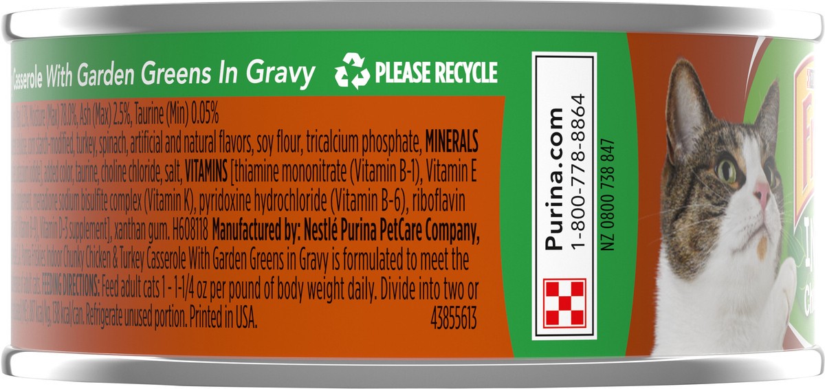 slide 2 of 7, Friskies Purina Friskies Indoor Gravy Wet Cat Food, Indoor Chunky Chicken & Turkey Casserole In Gravy - 5.5 oz. Can, 5.5 oz