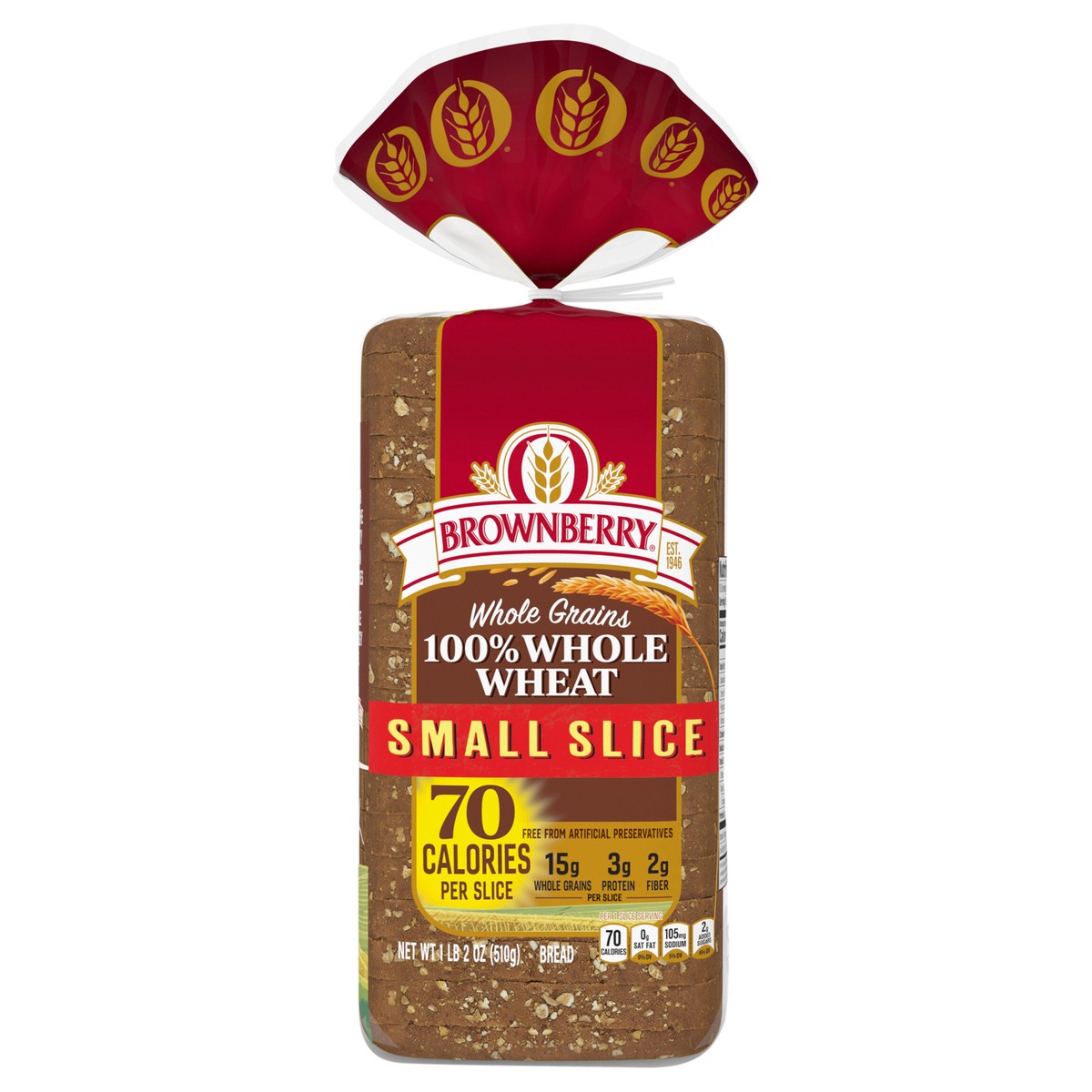 slide 1 of 14, Brownberry Bread 100% Whole Wheat Small Slice, 18 oz