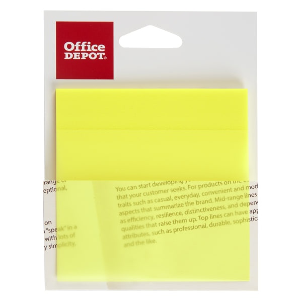 slide 1 of 3, Office Depot Brand Translucent Self-Stick Notes, 3'' X 3'', Yellow, 50 Notes Per Pad, 1 ct