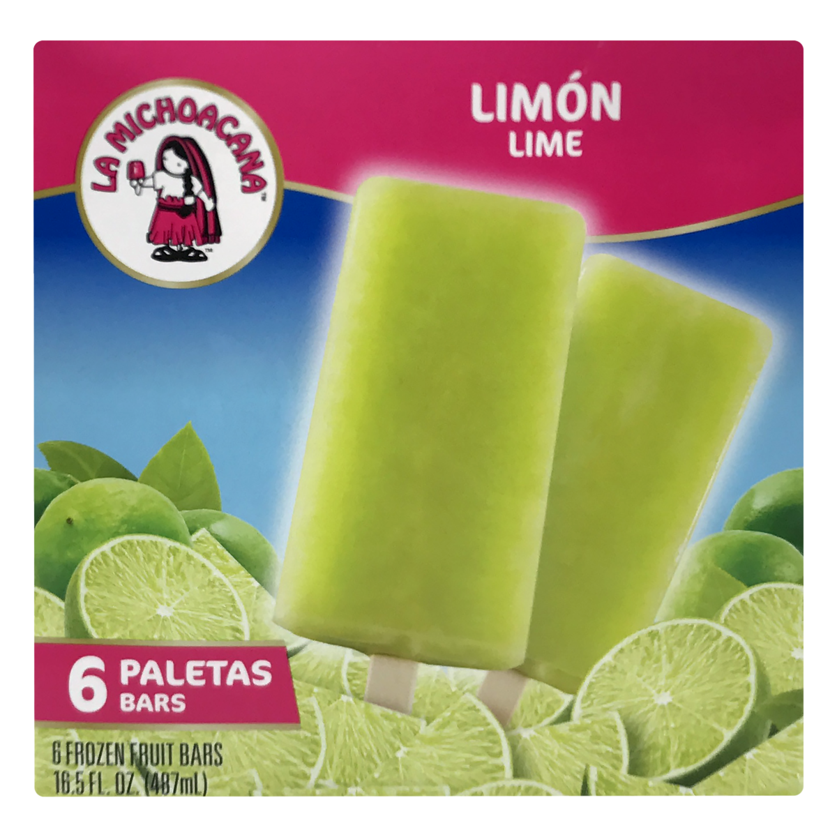slide 1 of 1, La Michoacana Limon Lime Paletas Fruit Bars, 6 ct