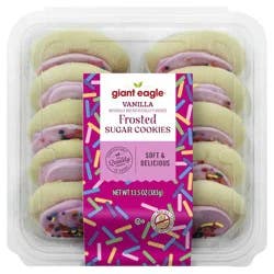 Giant Eagle Frosted Sugar Cookies, Vanilla, 10 Count