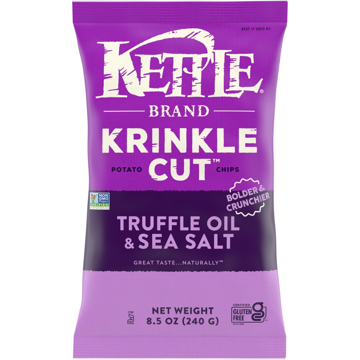 slide 6 of 9, Kettle Brand Potato Chips, Krinkle Cut, Truffle Oil and Sea Salt Kettle Chips, 8.5 Oz, 8.5 oz