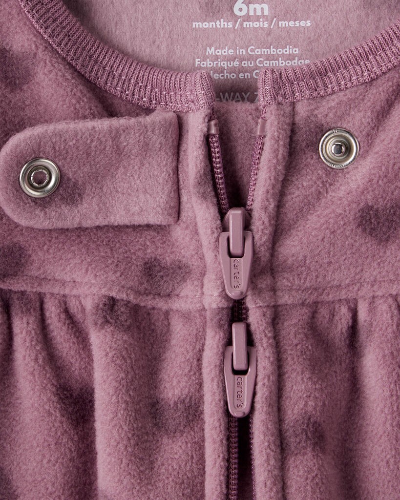 slide 2 of 3, Carter's Baby Girl Heart Print DreamPlush Long-Sleeve Snug Fit Sleep & Play Pajamas - Purple Purple 9M, 1 ct