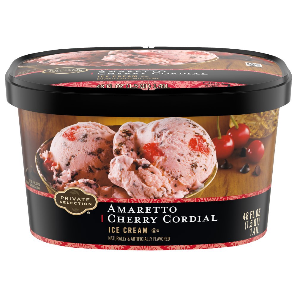 slide 1 of 6, Private Selection Amaretto Cherry Cordial Ice Cream, 48 fl oz