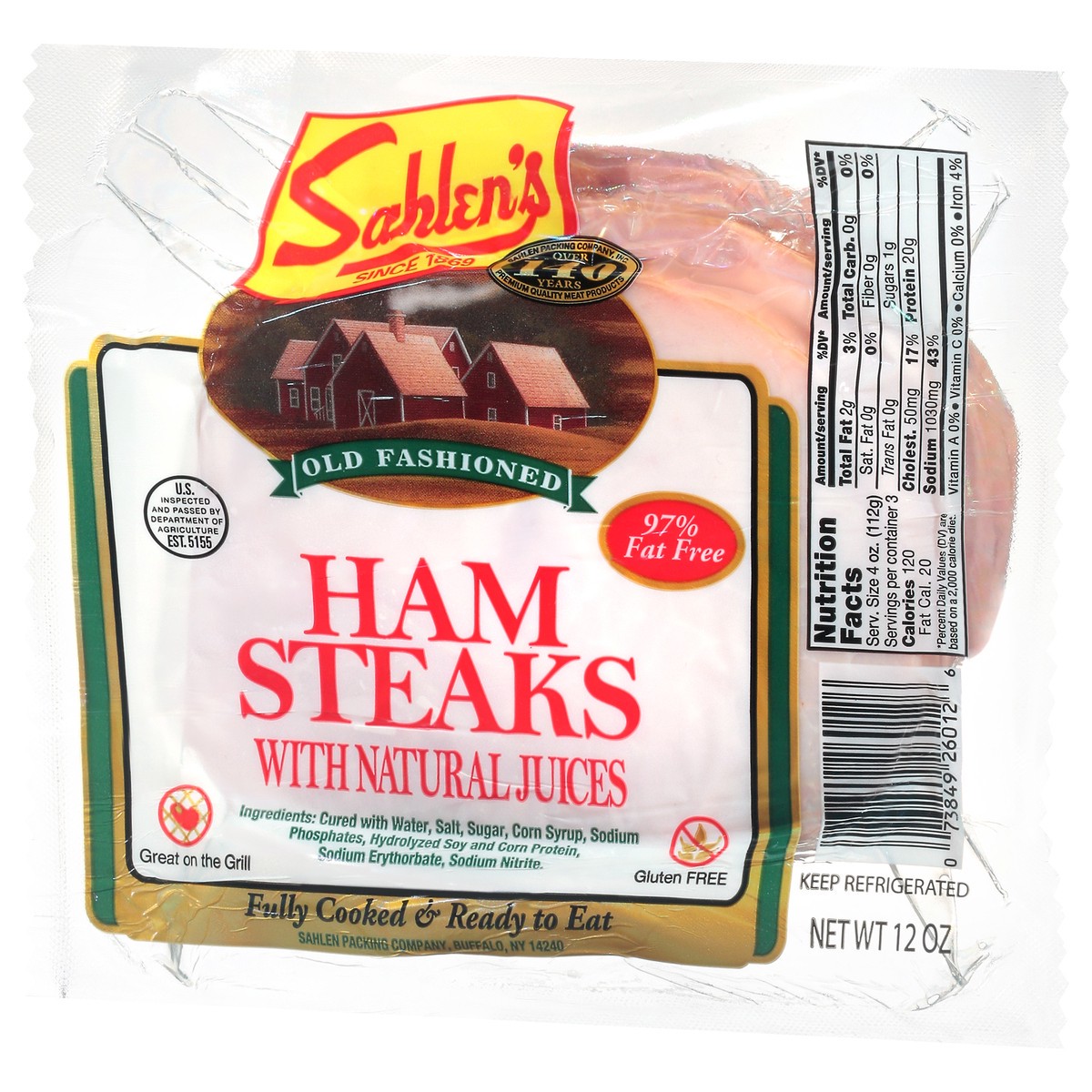 slide 3 of 13, Sahlen's Ham Steaks with Natural Juices 12 oz, 12 oz