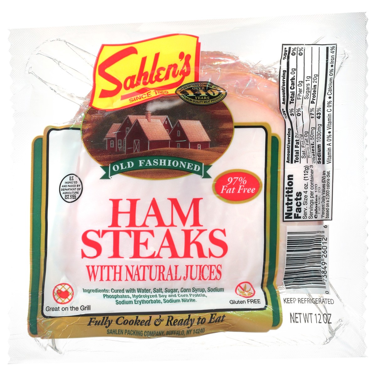 slide 5 of 13, Sahlen's Ham Steaks with Natural Juices 12 oz, 12 oz