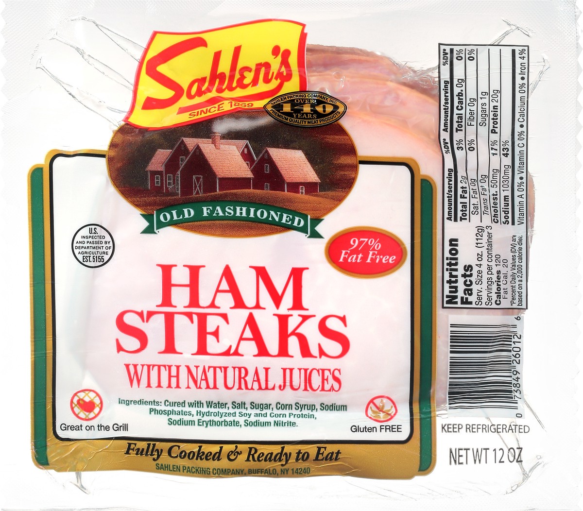 slide 13 of 13, Sahlen's Ham Steaks with Natural Juices 12 oz, 12 oz