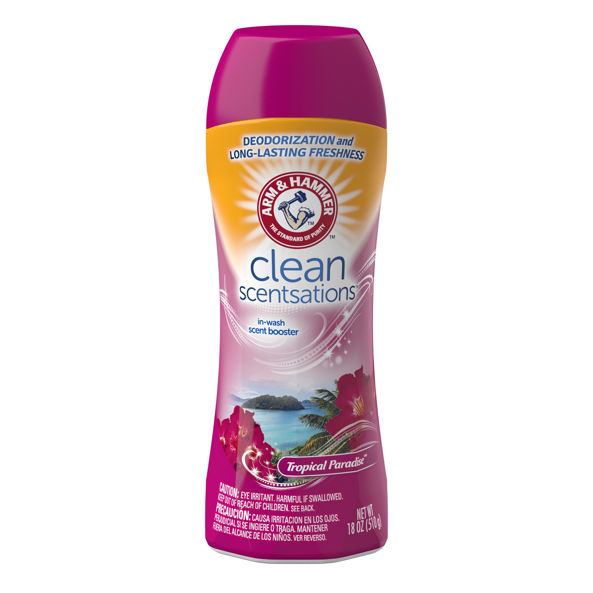 slide 1 of 9, Arm & Hammer Clean Scentsations In-Wash Scent Booster - Tropical Paradise, 18 oz, 18 fl oz