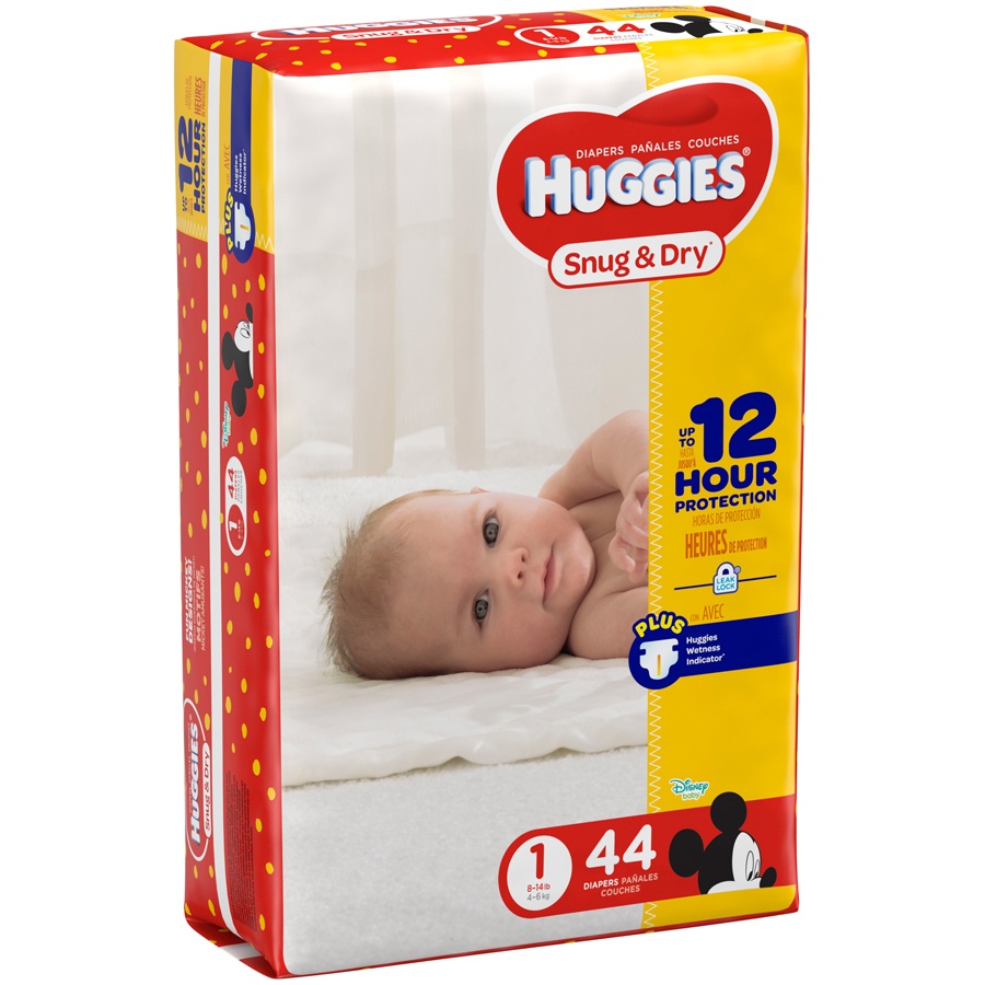 slide 2 of 3, Huggies Snug & Dry Diapers - Size 1, 44 ct