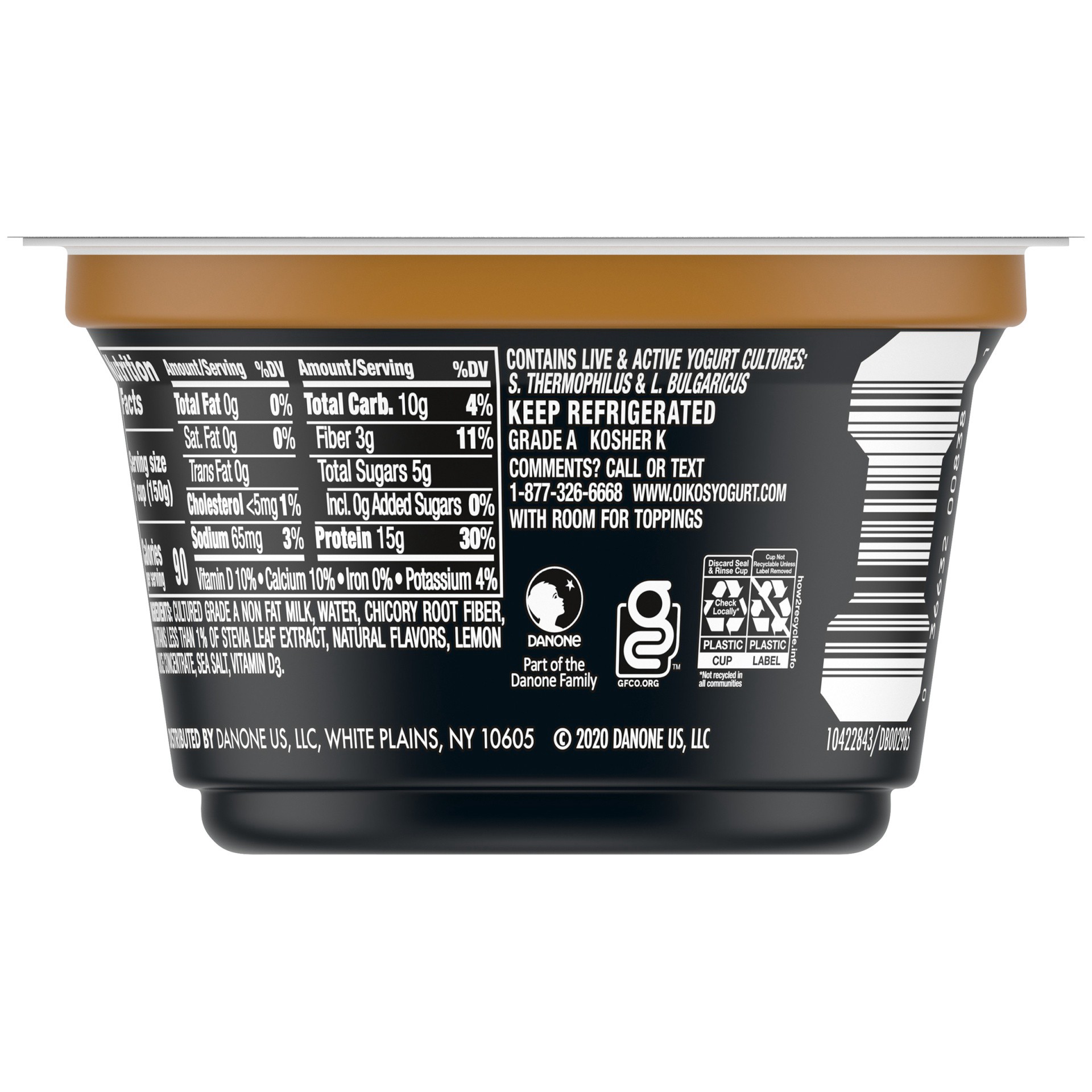 slide 3 of 7, Oikos Triple Zero Greek Nonfat Yogurt, Coconut Crème, 5.3 oz., 5.3 oz