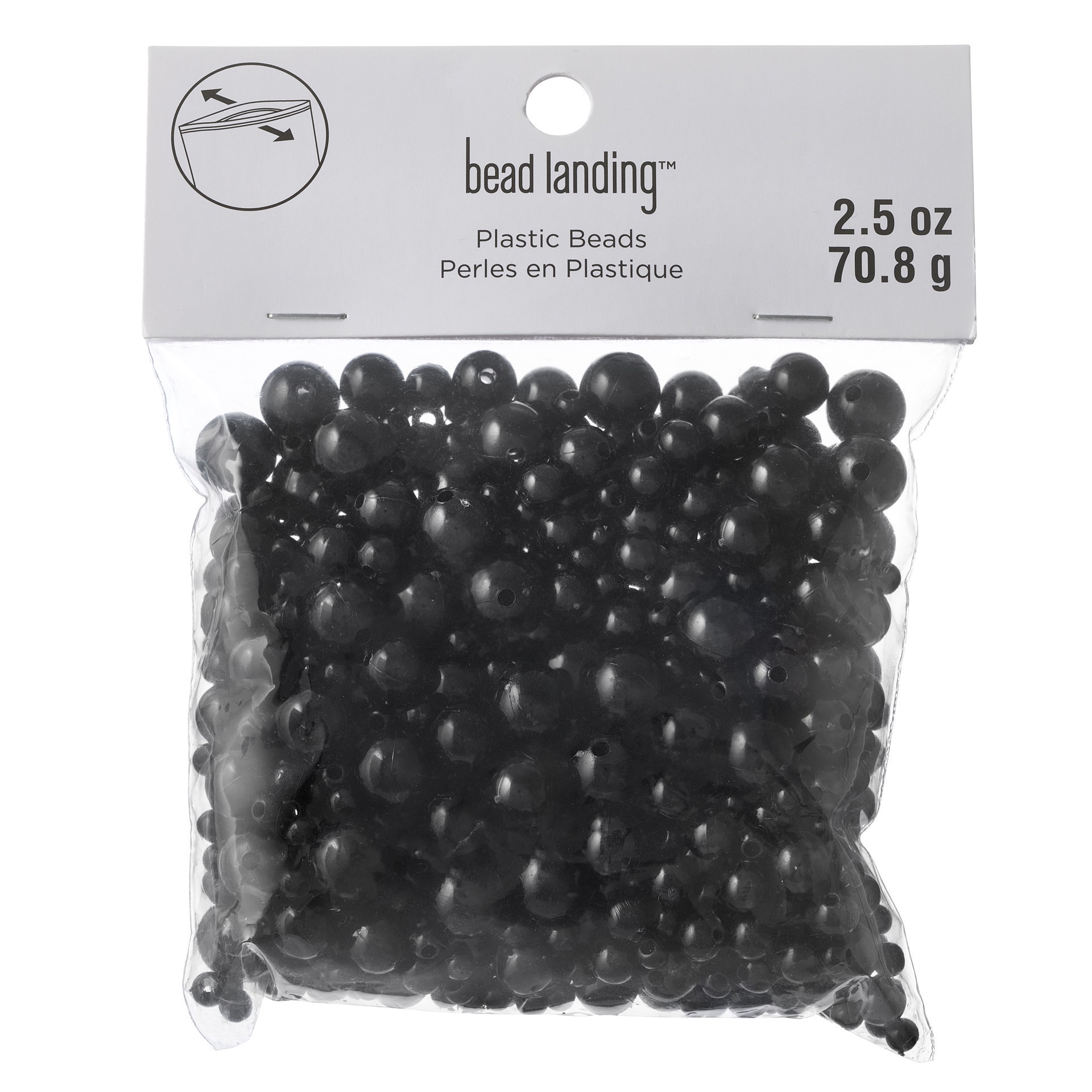 slide 2 of 3, 2.5oz. Jet Black Plastic Pearl Bead Mix By Bead Landing, 2.5 oz