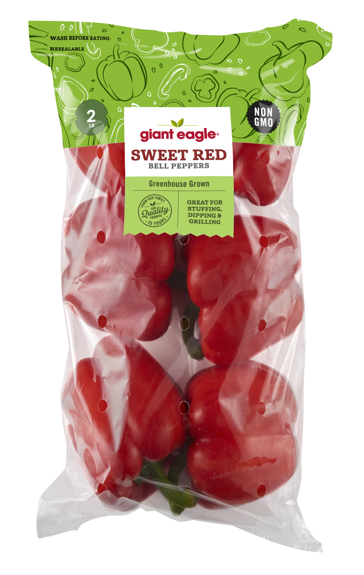 slide 1 of 1, Giant Eagle Sweet Red Bell Peppers, 2 lb