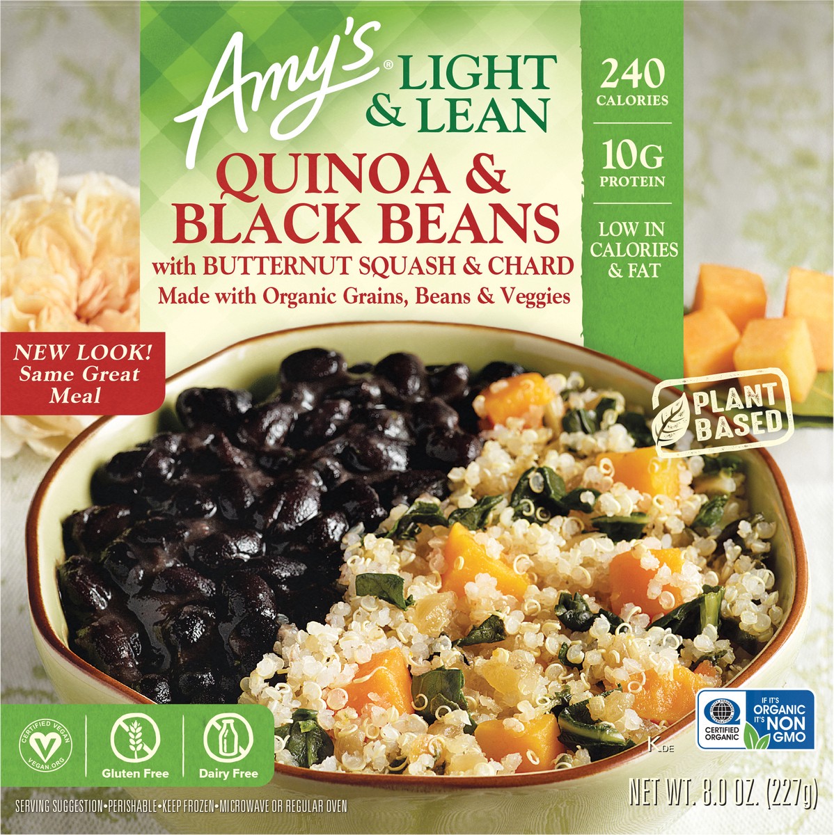 slide 4 of 7, Amy's Light & Lean Quinoa Black Beans with Butternut Squash & Chard, 8 oz