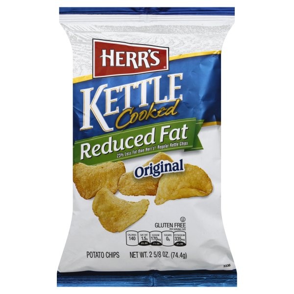 slide 1 of 1, Herr's Kettle Chips, Reduced Fat, 2.625 oz