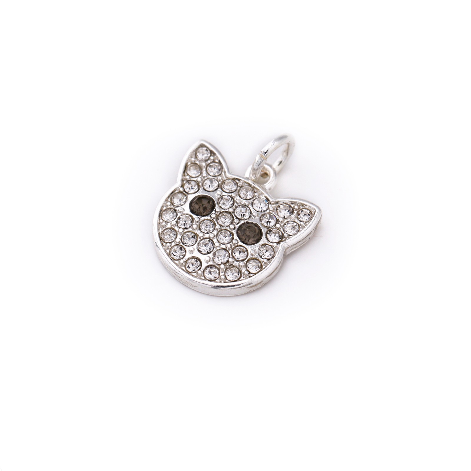 slide 3 of 4, Charmalong Silver Plated & Stone Paved Cat Charm By Bead Landing, 0.75 in x 0.6 in x 0.25 in