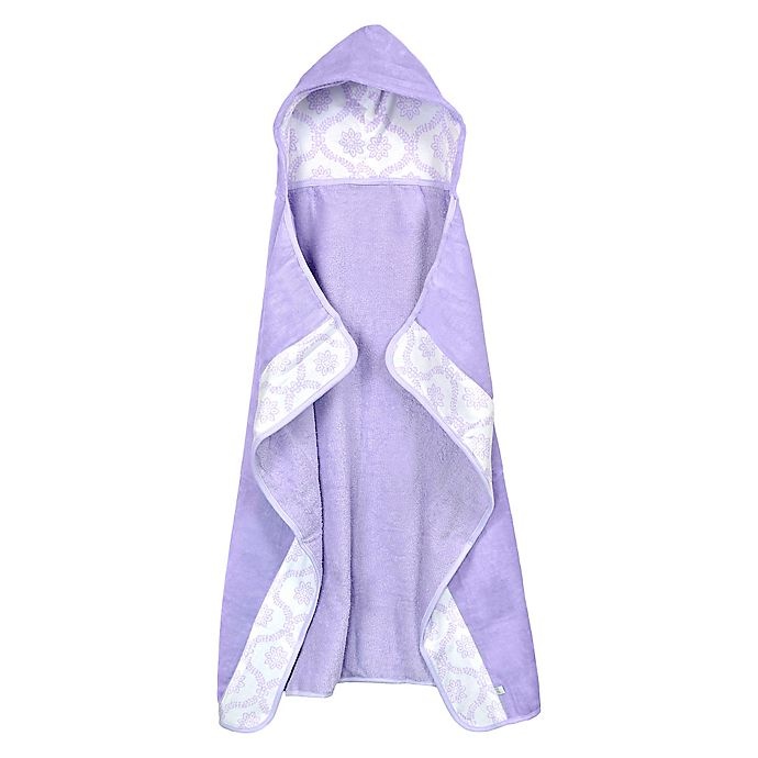 slide 1 of 2, Just Born Trellis Velour Hooded Bath Towel - White/Lilac, 1 ct