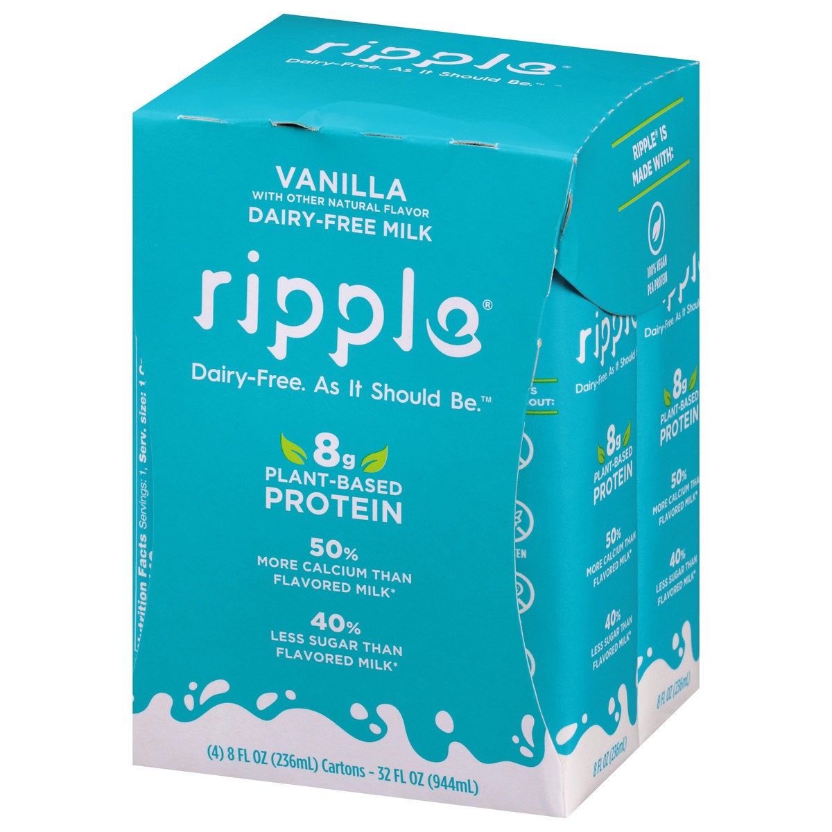 slide 6 of 9, Ripple Dairy-Free Vanilla Milk 4 - 8 fl oz Cartons, 4 ct