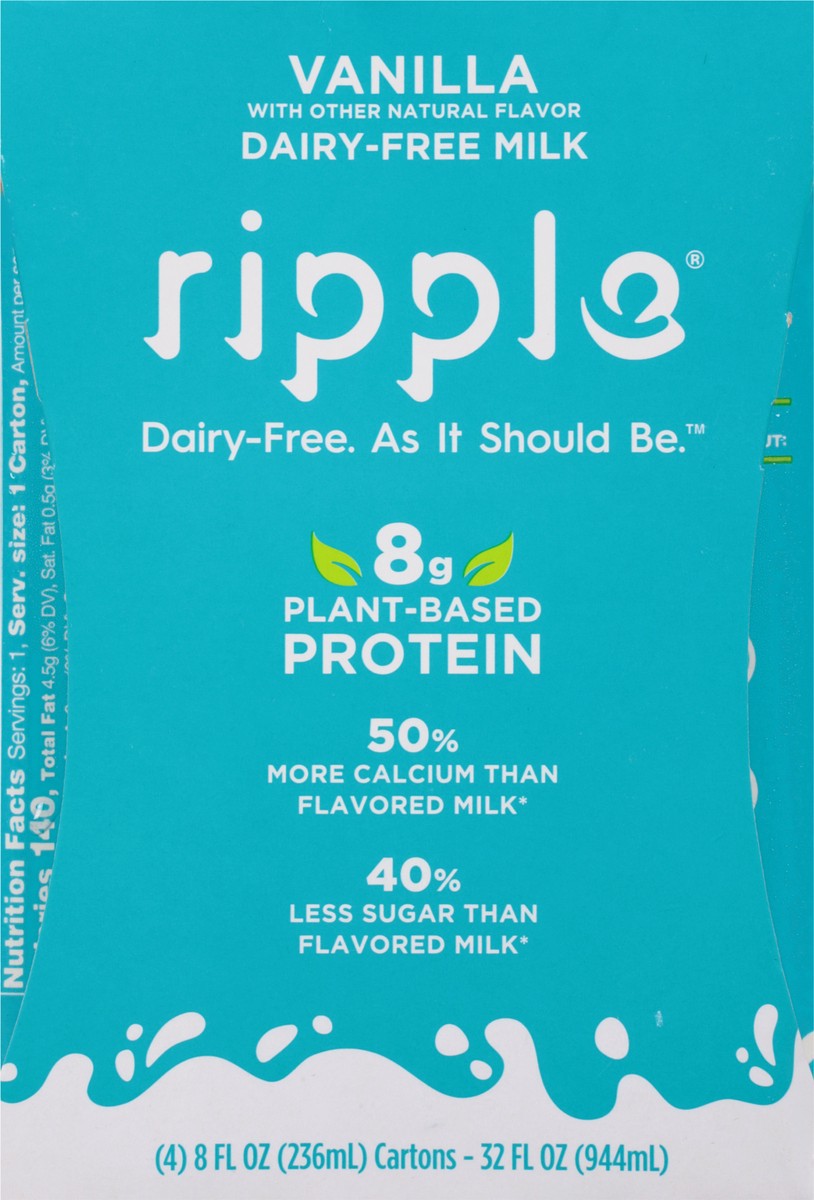 slide 9 of 9, Ripple Dairy-Free Vanilla Milk 4 - 8 fl oz Cartons, 4 ct