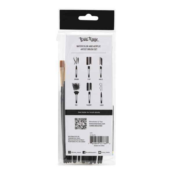 slide 5 of 8, Brea Reese 15-Piece Variety Paintbrush Set, Black, 1 ct