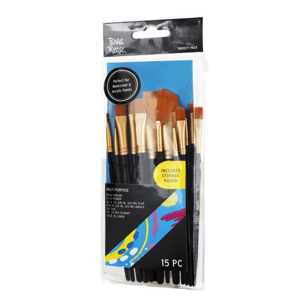 slide 3 of 8, Brea Reese 15-Piece Variety Paintbrush Set, Black, 1 ct