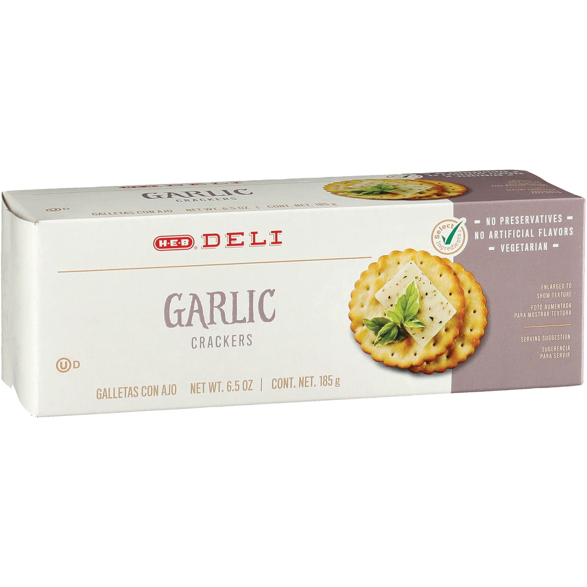 slide 1 of 1, H-E-B Deli Garlic Crackers, 6.5 oz