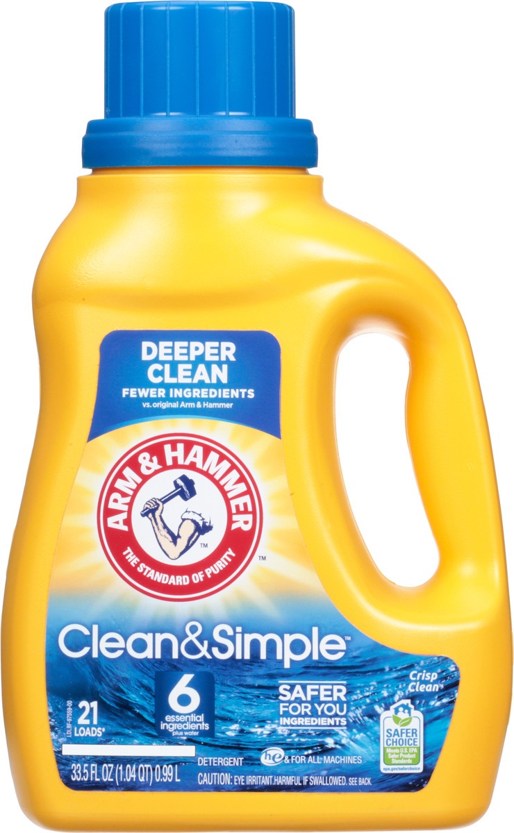 slide 6 of 6, ARM & HAMMER Clean & Simple Crisp Clean Detergent 33.5 fl oz, 33.5 oz