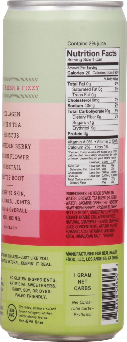 slide 7 of 9, SkinTē Green Tea Grapefruit Collagen Sparkling Tea 12 fl oz, 1 ct