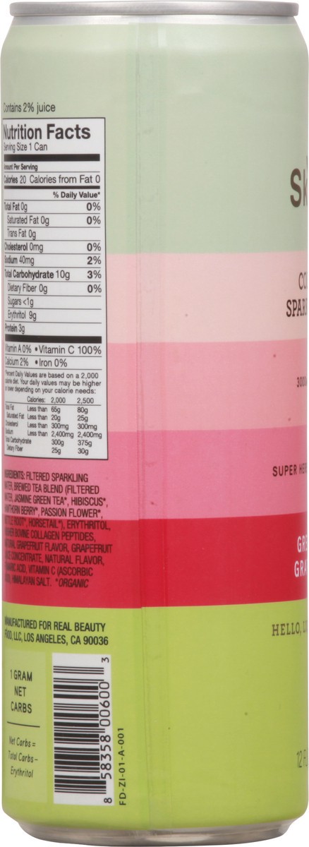 slide 2 of 9, SkinTē Green Tea Grapefruit Collagen Sparkling Tea 12 fl oz, 1 ct