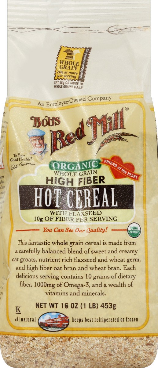 slide 5 of 5, Bob's Red Mill Organic Whole Grain High Fiber Hot Cereal With Flaxseed, 16 oz