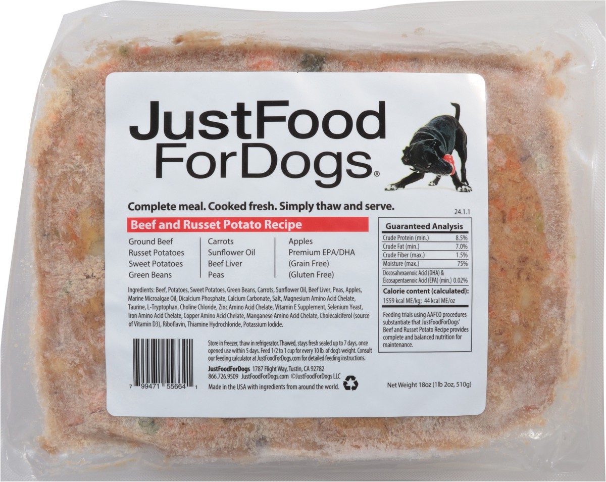 slide 12 of 15, JustFoodForDogs Daily Diets Beef & Russet Potato Frozen Dog Food, 18 oz