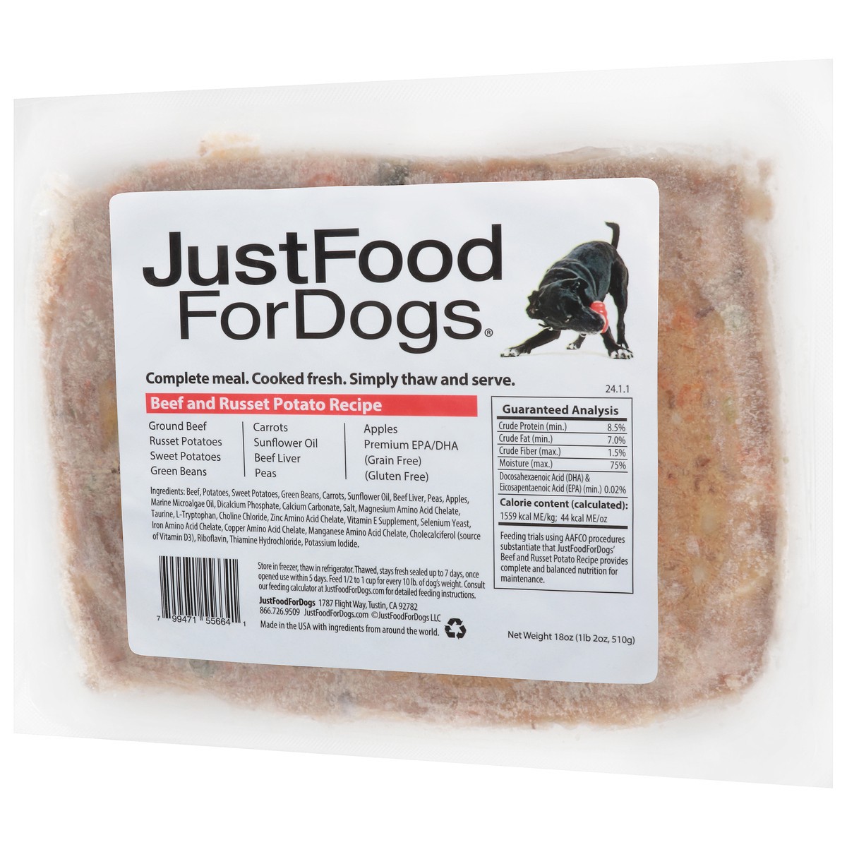 slide 13 of 15, JustFoodForDogs Daily Diets Beef & Russet Potato Frozen Dog Food, 18 oz