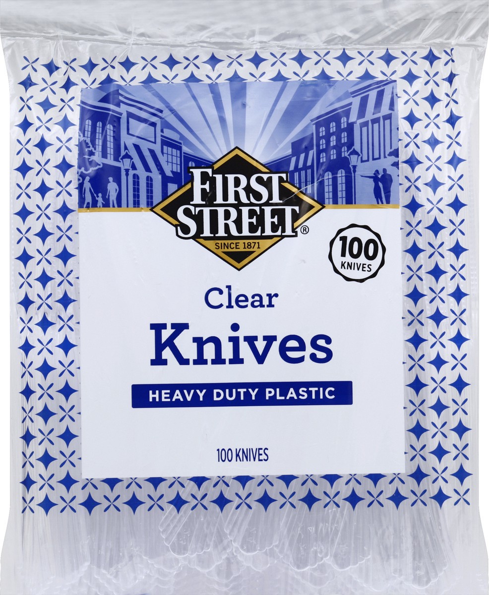 slide 5 of 6, First Street Heavy Duty Clear Knives, 100 ct