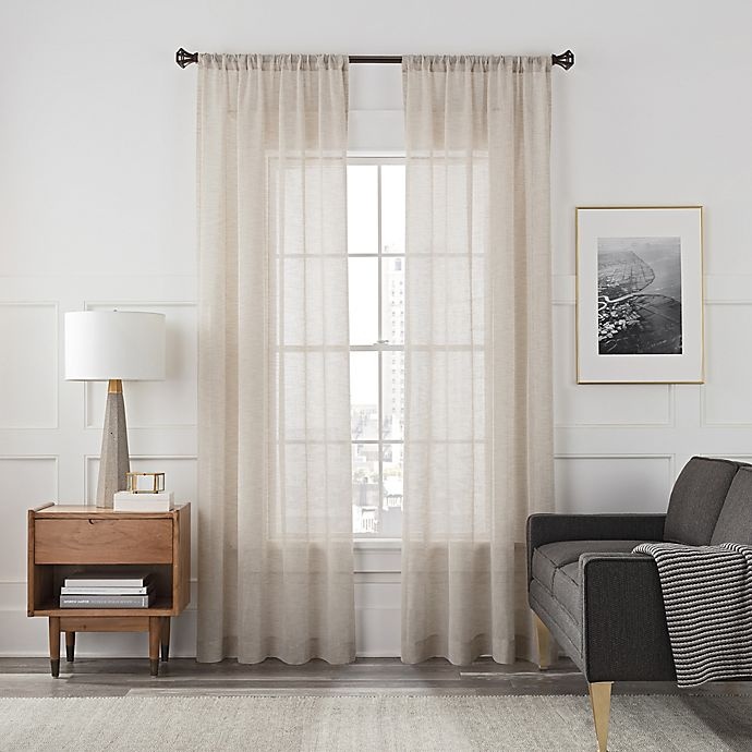 slide 1 of 1, Arden Sheer Rod Pocket Window Curtain Panel - Sand, 84 in