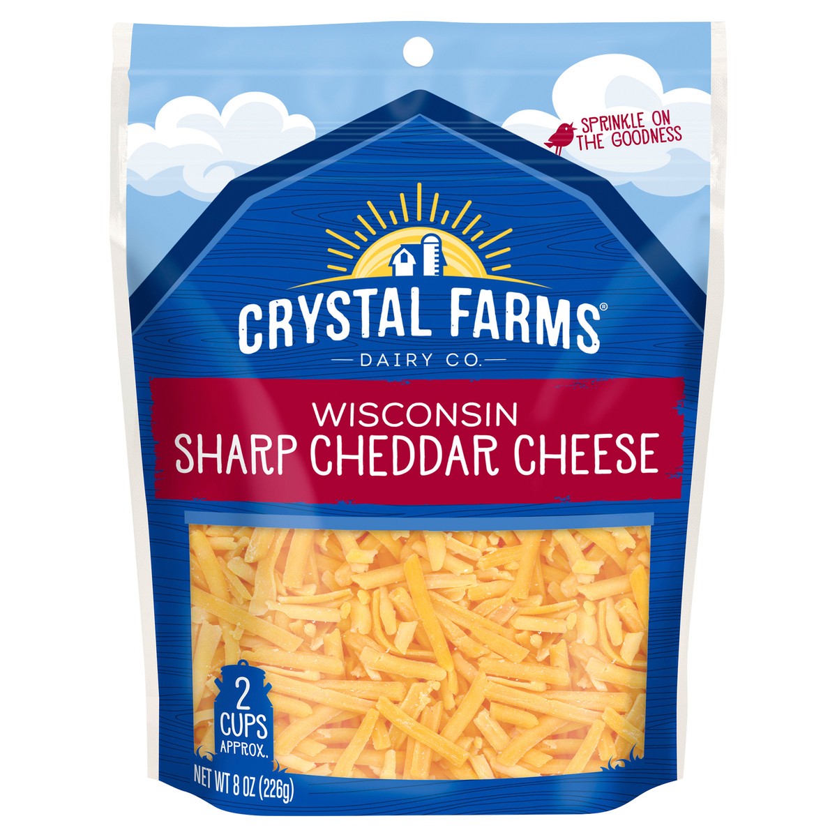 slide 1 of 1, Crystal Farms Sharp Cheddar Cheese, 8 oz