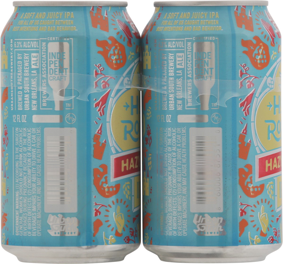 slide 7 of 12, Urban South Brewery Holy Roller IPA Hazy Juicy Beer 6 - 12 fl oz Cans, 6 ct; 12 oz