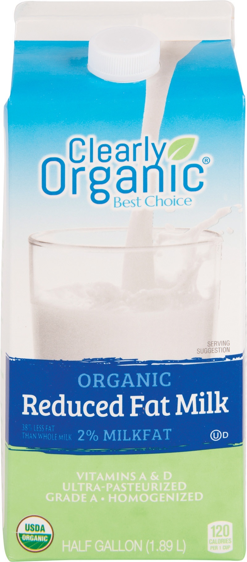 slide 1 of 1, Clearly Organic 2% Milk, 1/2 gal