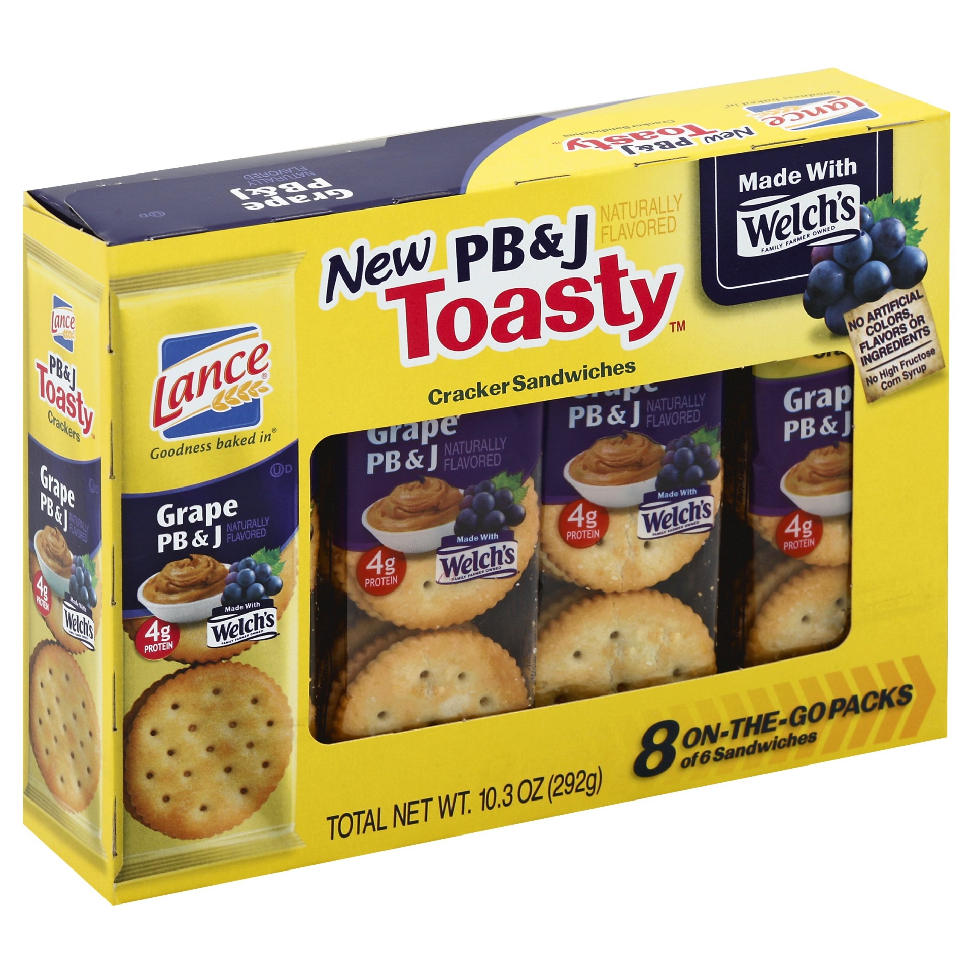 slide 1 of 1, Lance Toasty Grape Peanut Butter And Jelly Sandwich Crackers, 10.3 oz