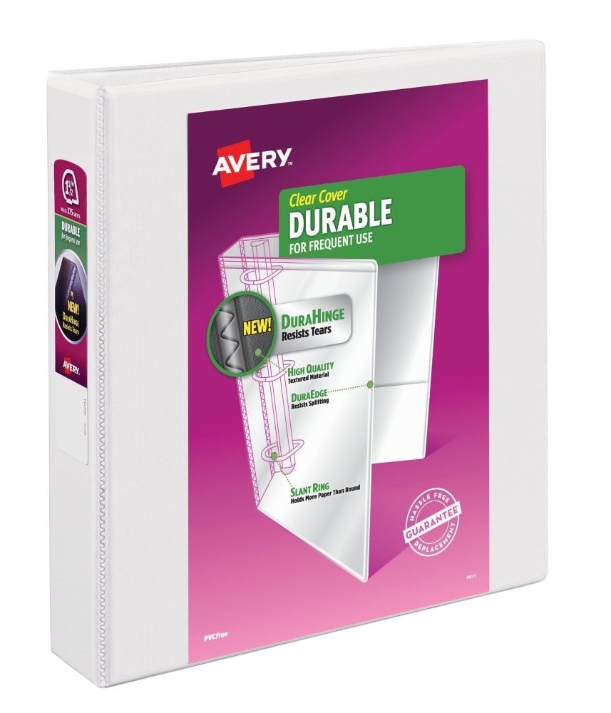 slide 1 of 2, Avery Durable Clear Cover Binder - White, 1.5 in