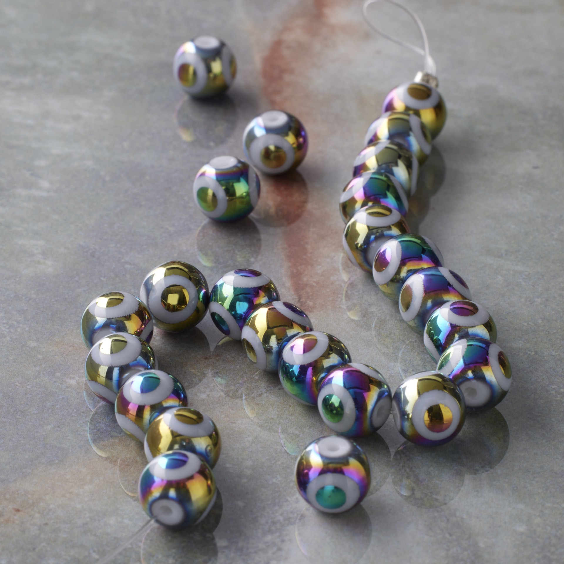 slide 3 of 3, Multicolor Glass Evil Eye Beads, 7.5mm By Bead Landing, 7.5mm