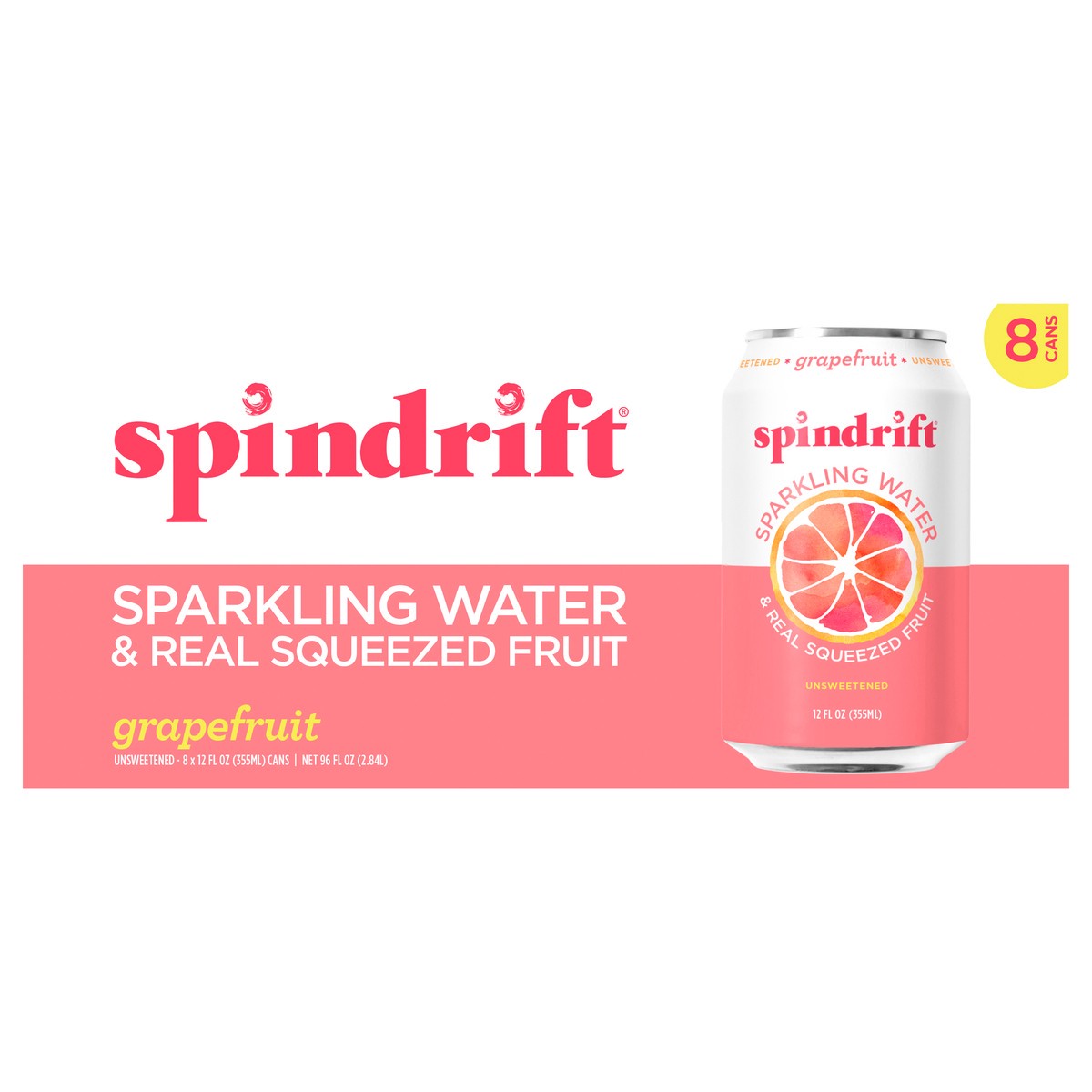 slide 1 of 7, Spindrift Grapefruit Sparkling Water- 8 ct; 12 oz, 8 ct; 12 oz