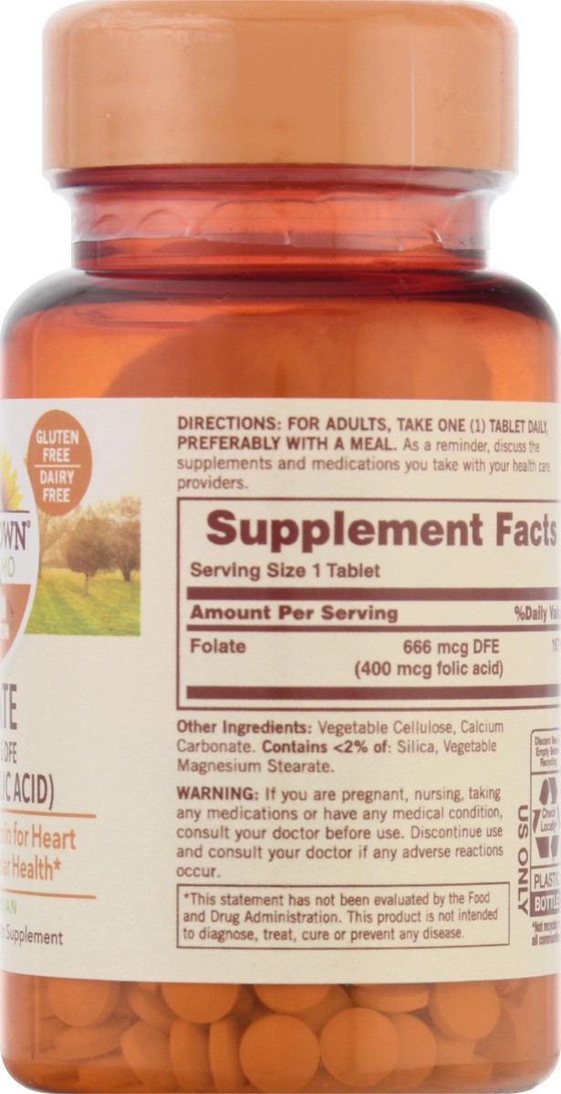 slide 8 of 9, Sundown Non-GMO 666 mcg DFE Tablets Folate 350 ea, 350 ct