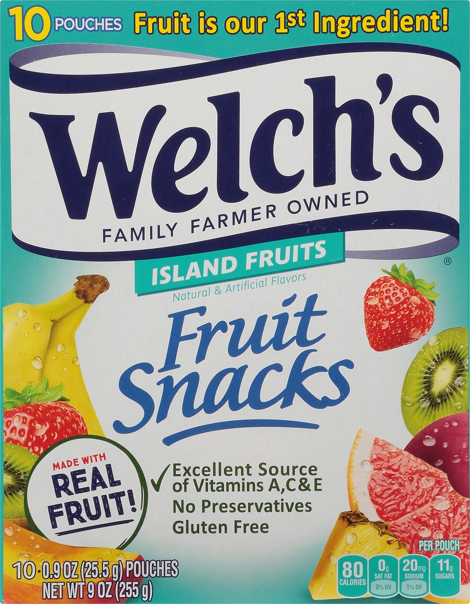 slide 10 of 14, Welch's Fruit Snacks, Island Fruits, 0.9 Ounces, 10 Pouches, 9 oz