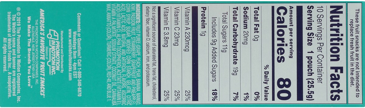 slide 12 of 14, Welch's Fruit Snacks, Island Fruits, 0.9 Ounces, 10 Pouches, 9 oz