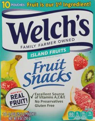 Welch's Fruit Snacks, Island Fruits, 0.9 Ounces, 10 Pouches