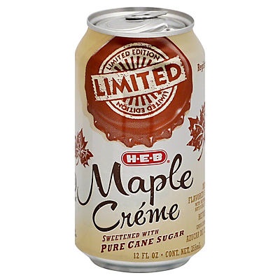 slide 1 of 1, H-E-B Pure Cane Sugar Maple Creme Flavored Soda, 12 oz