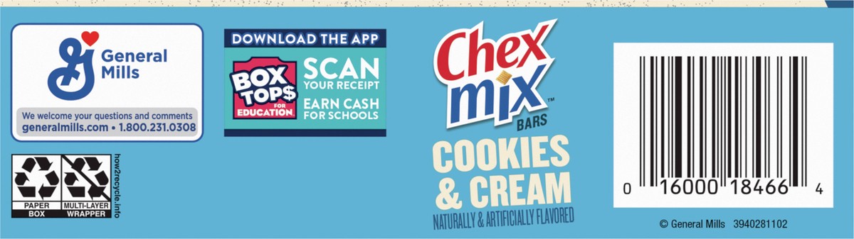 slide 13 of 13, Chex Mix Cookies & Cream Treat Bar, 6 Bars, 6.78 oz