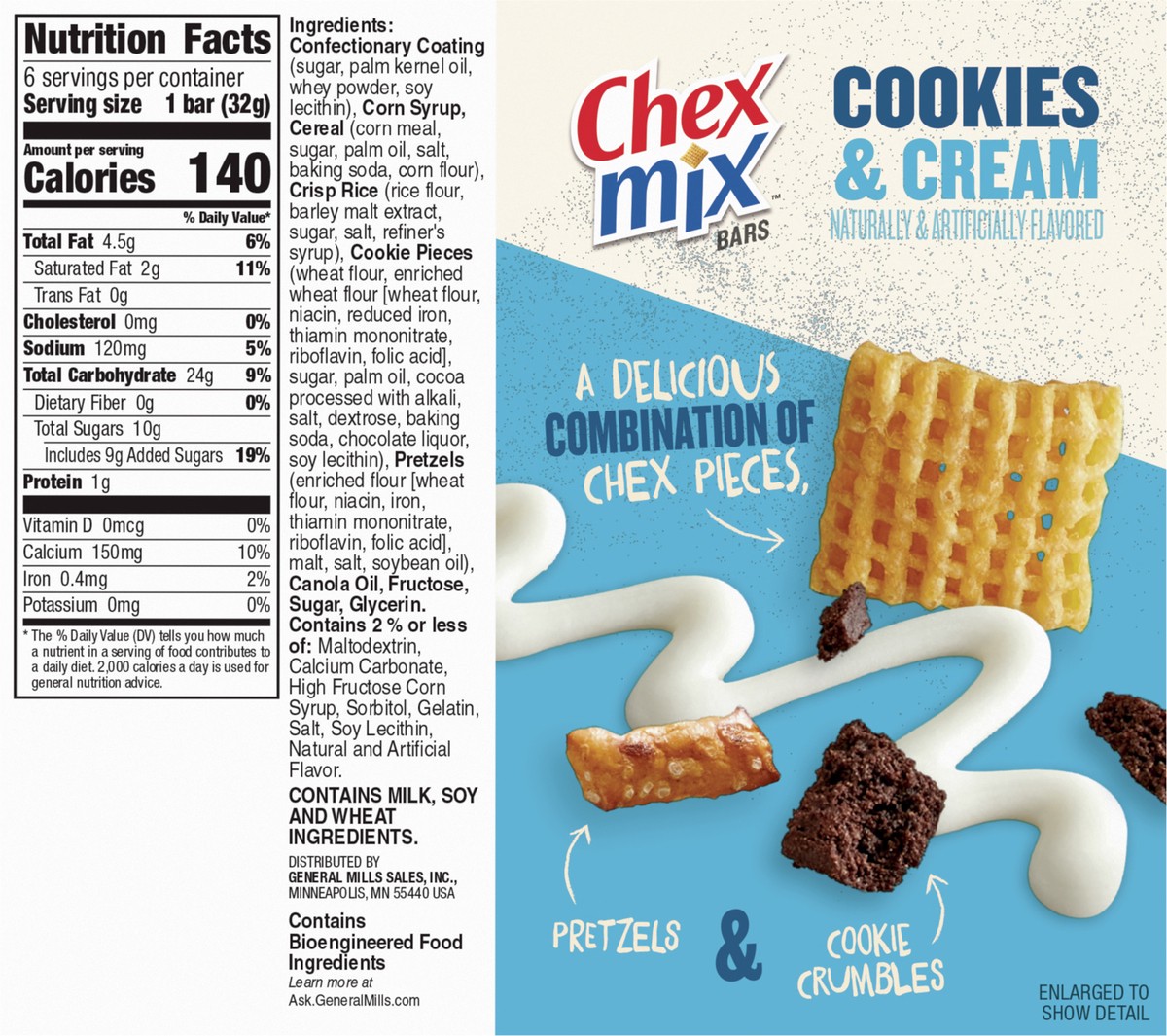 slide 8 of 13, Chex Mix Cookies & Cream Treat Bar, 6 Bars, 6.78 oz