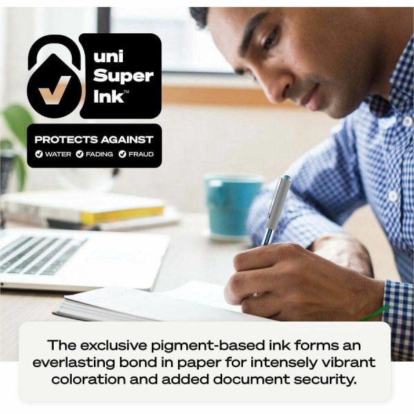 slide 3 of 8, uni-ball Vision Rollerball Pens, Fine Point, Gray Barrel, Black Ink, Pack Of 12, 12 ct