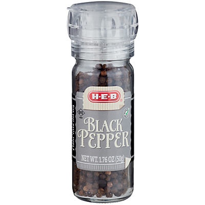 slide 1 of 1, H-E-B Black Pepper With Grinder, 1.76 oz